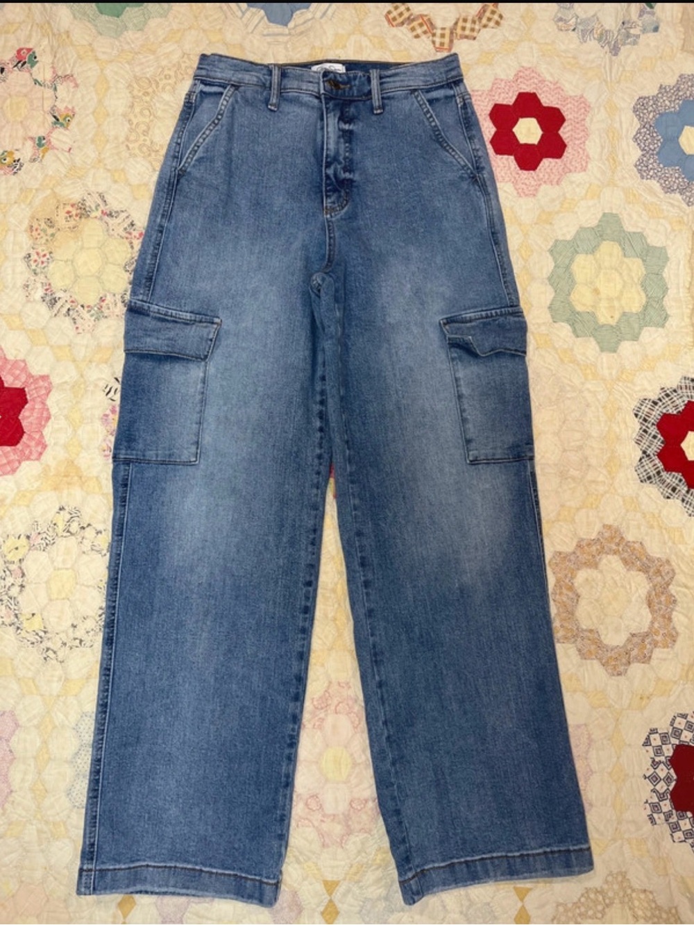 Jessica Simpson Boyfriend Cargo Jeans - Blue Wash